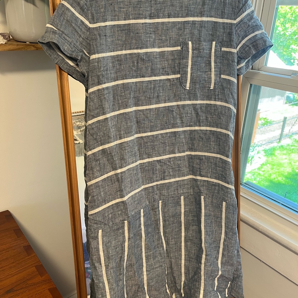 Lou & Grey Navy and White Striped Short-Sleeve Dress